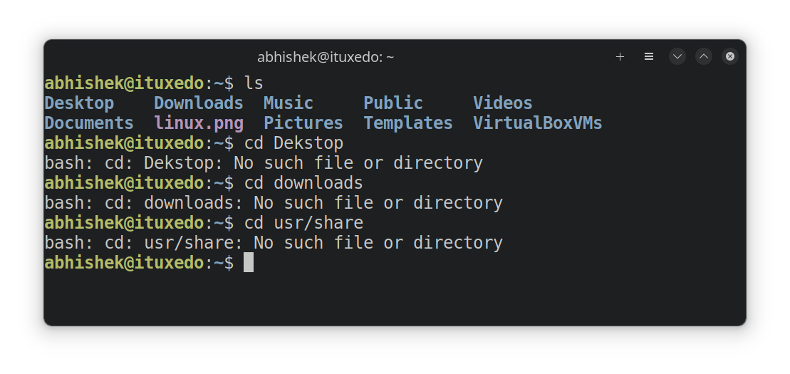 Common examples of “no such file or directory” error