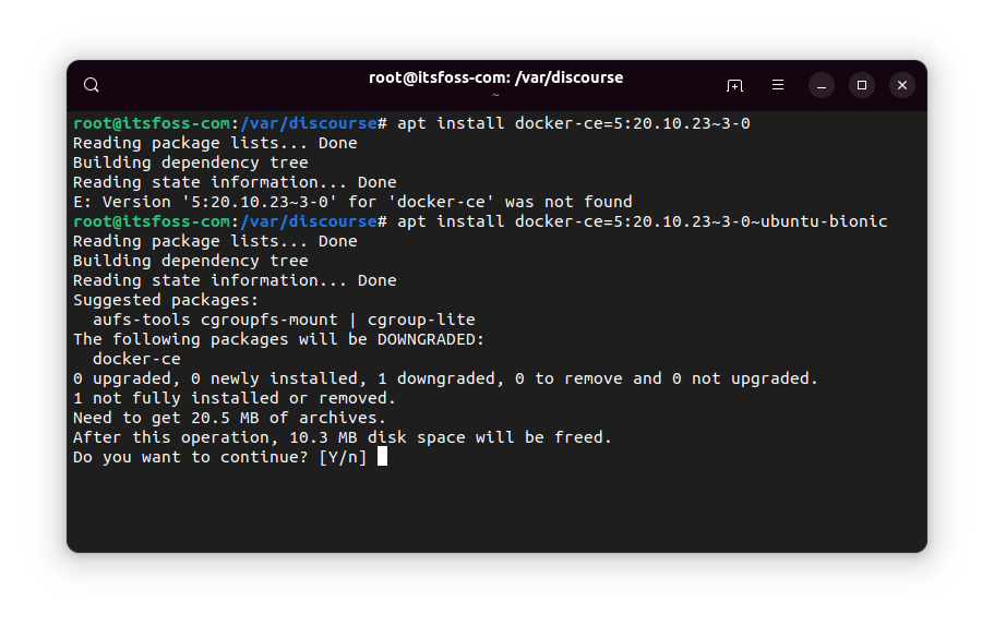 Downgrading an installed package via apt-get command