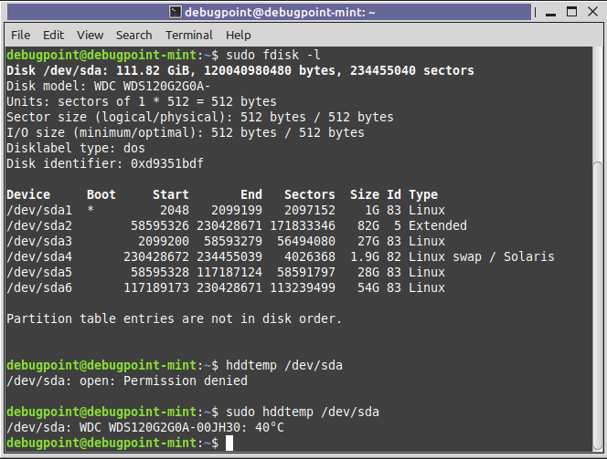 HDD or SSD Temperature from terminal