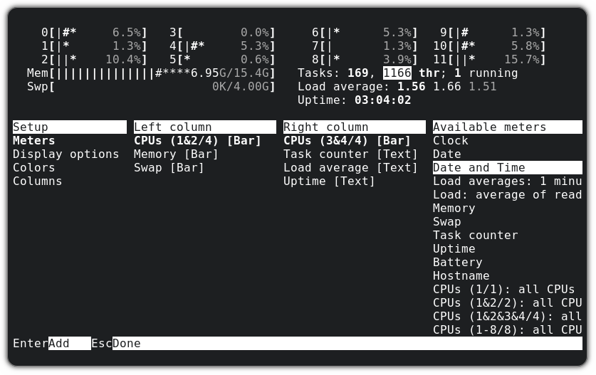 探索 htop 中可用的指标