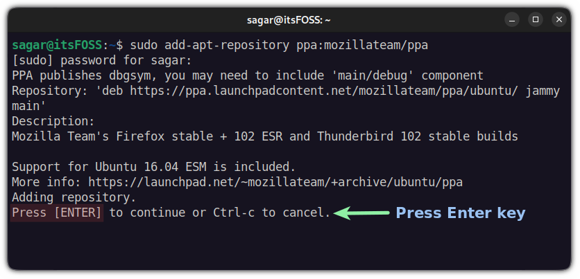 add firefox esr repository in ubuntu