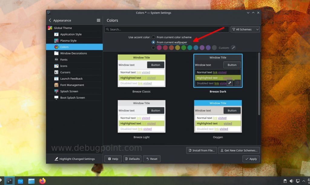 KDE Plasma 5.25 - Accent Colour Change Based on wallpaper