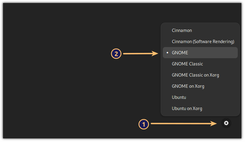 choose gnome while logging in