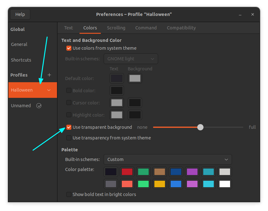 set transperancy to gnome terminal