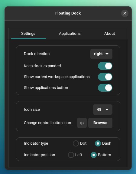 Floating Dock Settings