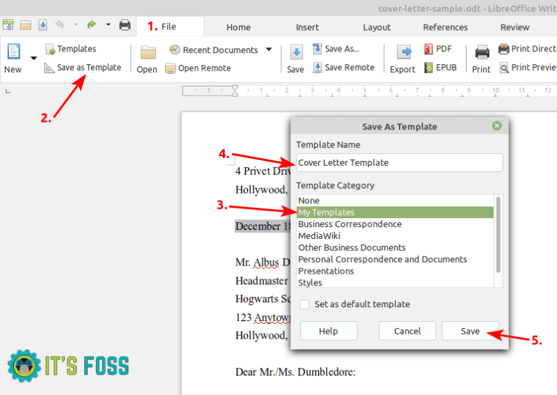 Creating a new template in LibreOffice